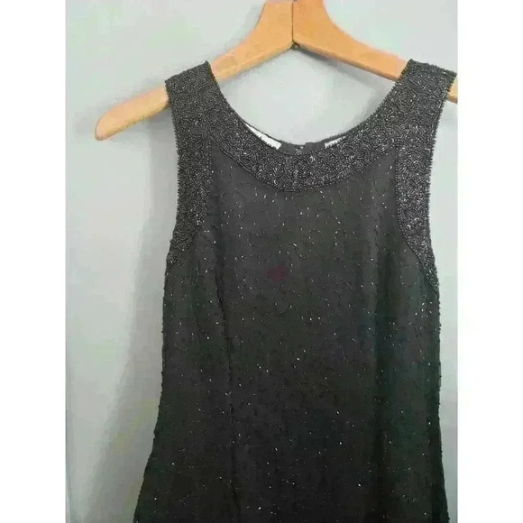 Lawrence Kazar New York‎ Women's Silk Beaded LBD Black sleeveless 1980s - Picture 4 of 5